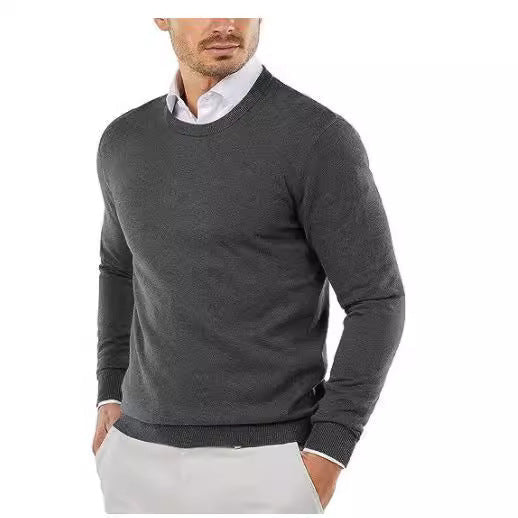 Herren eleganter Rundhals-Pullover aus feiner Baumwolle Drune