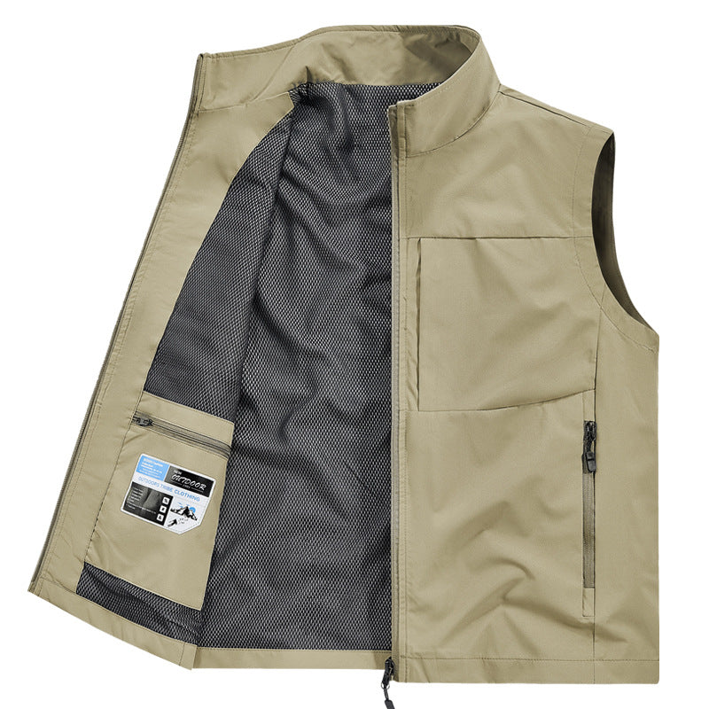 Herren Leichte Softshell-Outdoorweste mit Mesh‑Futter, Reißverschlusstaschen und Stehkragen Drune