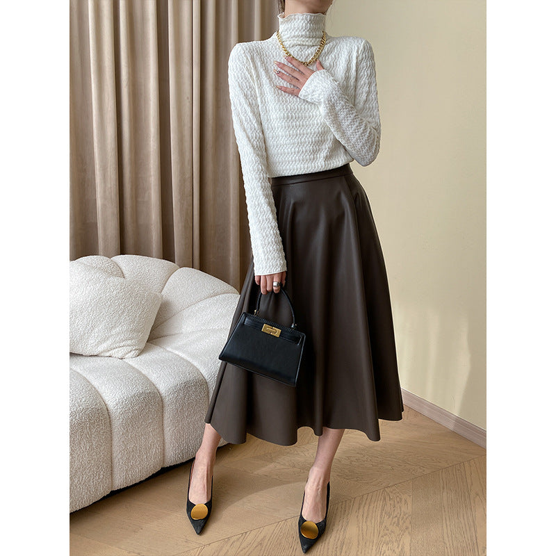 Damen eleganter Rollkragenpullover mit strukturiertem Muster Drune