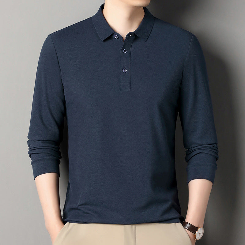 Herren Langarm‑Polo aus atmungsaktivem Baumwoll‑Stretch mit feinem Polokragen Drune