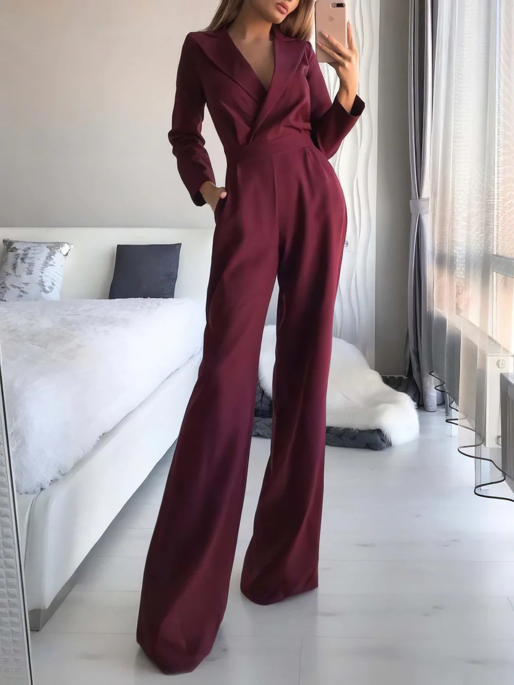 Drune Langärmeliger Jumpsuit mit schmaler Passform für Frauen