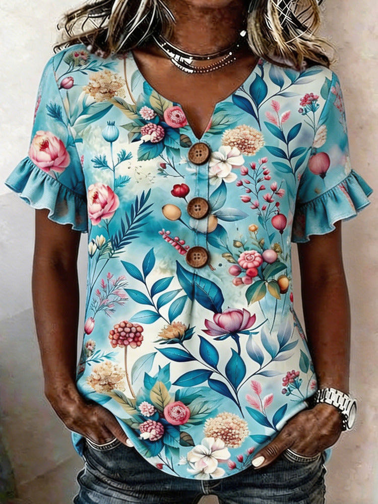 Damen Bluse mit Rüschendetails und Knopfverschluss Drune
