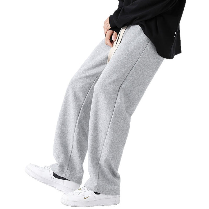 Herren Weite Relaxed-Jogginghose mit tiefem Schritt, dekorativem Kordelband & geradem Bein Drune