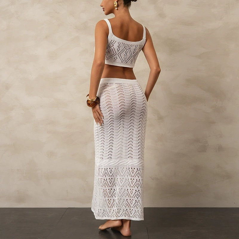 Damen Stricktop und Rock Set Drune