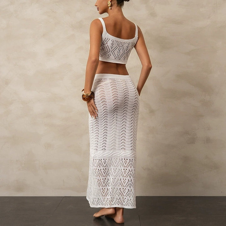 Damen Stricktop und Rock Set Drune