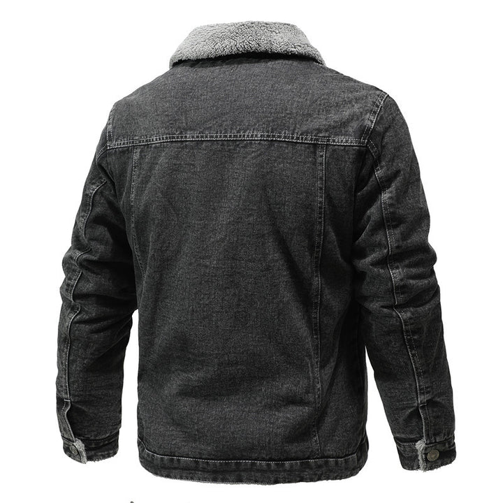 Herren Vintage Denimjacke mit Sherpa-Futter, Hemdkragen und funktionalen Taschen Drune