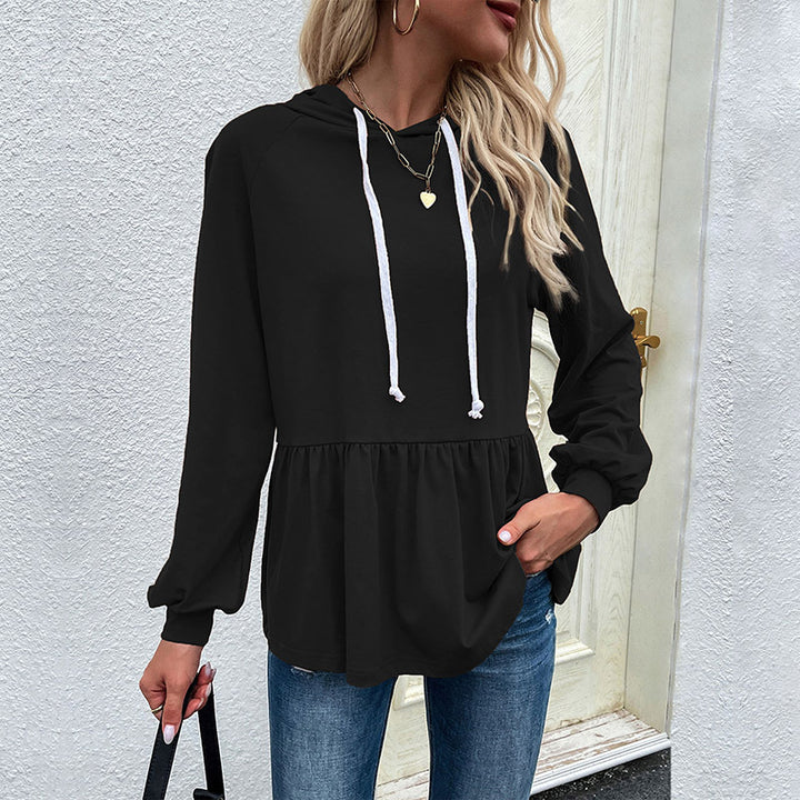 Damen Kapuzen-Sweatshirt mit geraffter Taillenstufe und Babydoll-Silhouette Drune