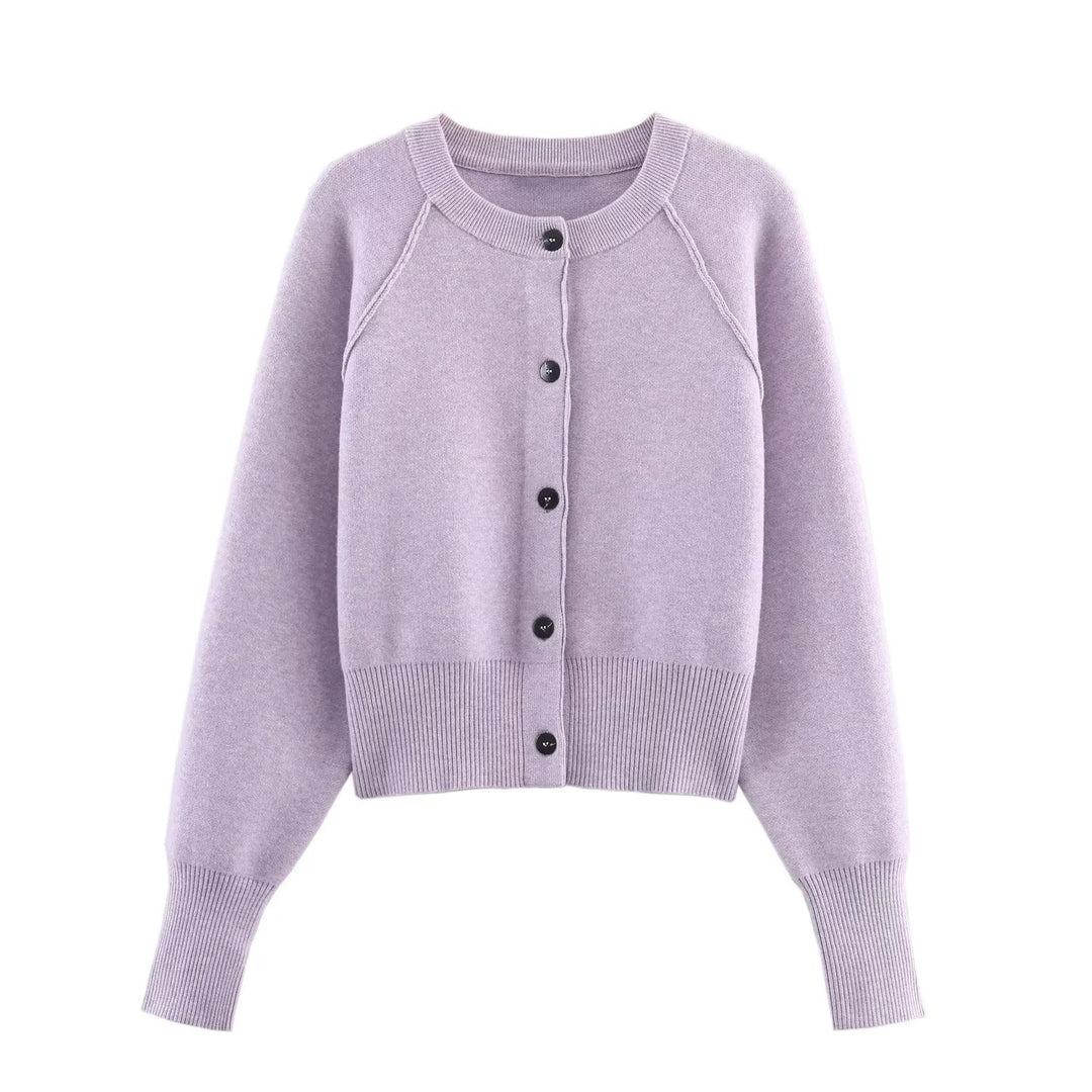 Damen nan kurze Knopfstrickjacke mit Raglanärmeln, breitem Rippbund und verlängerten Ärmelbündchen Drune