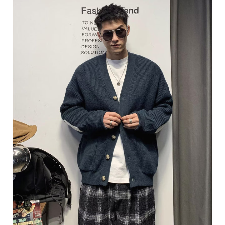 Herren Moderne Strickjacke mit Knopfleiste Drune