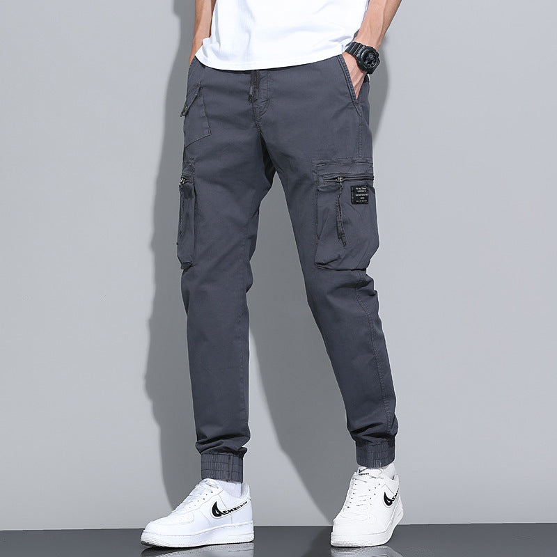 Herren Tapered-Utility-Cargohose mit elastischem Tunnelzugbund, großen Klapp­taschen und gerippten Bündchen Drune