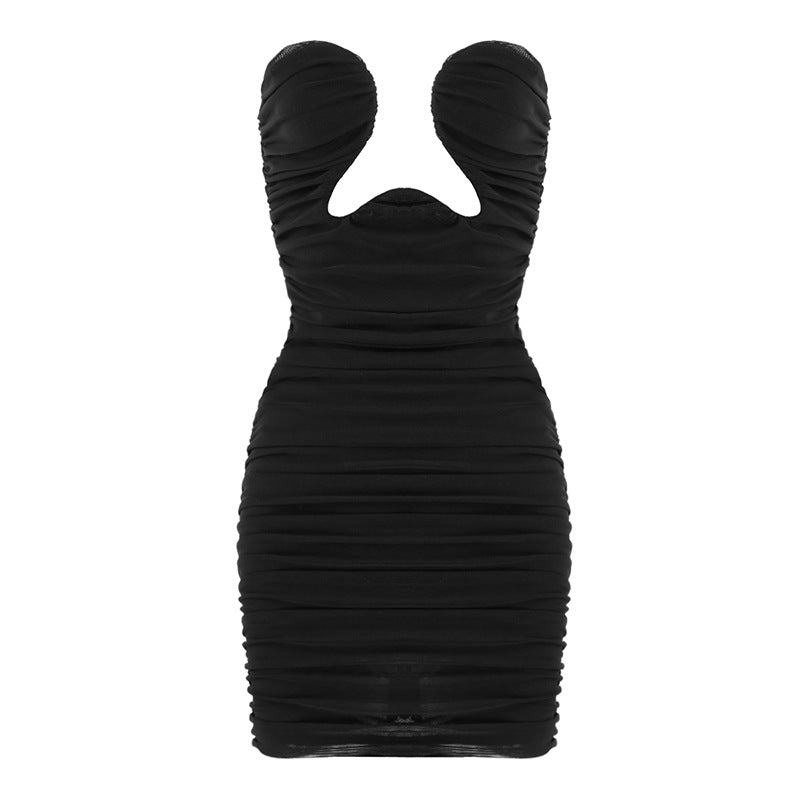 Damen Mini-Kleid mit raffiniertem Schulterdesign und figurbetonter Silhouette Drune