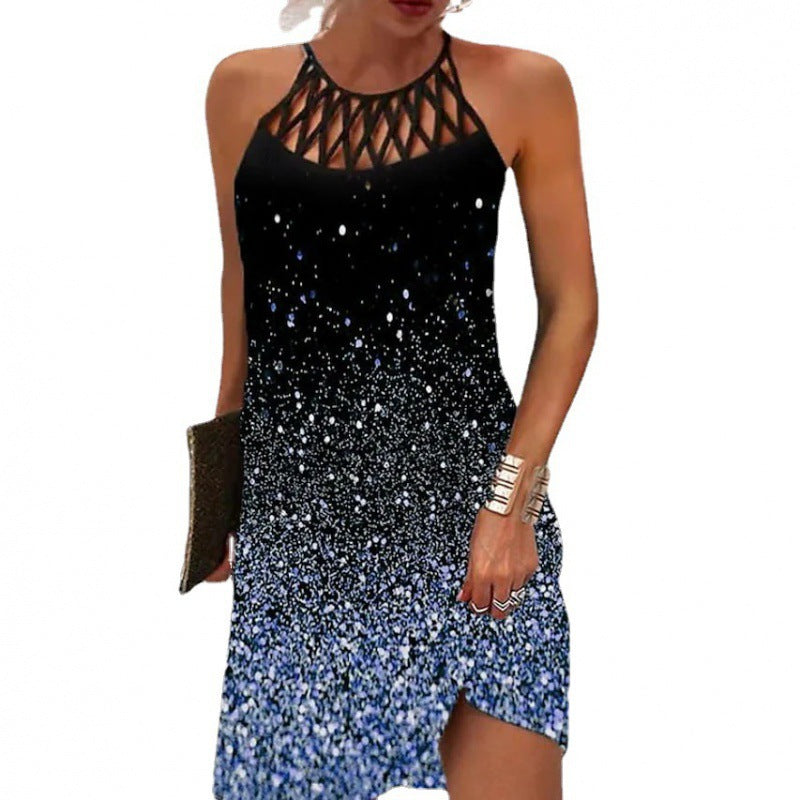 Damen Neckholder Kleid mit funkelndem Gradient-Design Drune