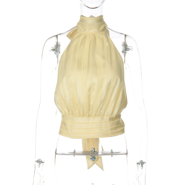 Damen Elegantes Haltertop mit Plisseeverarbeitung Drune