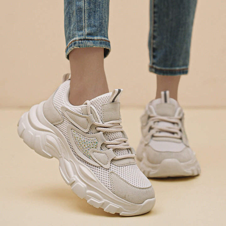 Damen Sportliche Sneakers mit Glitzerdetails und atmungsaktivem Obermaterial Drune
