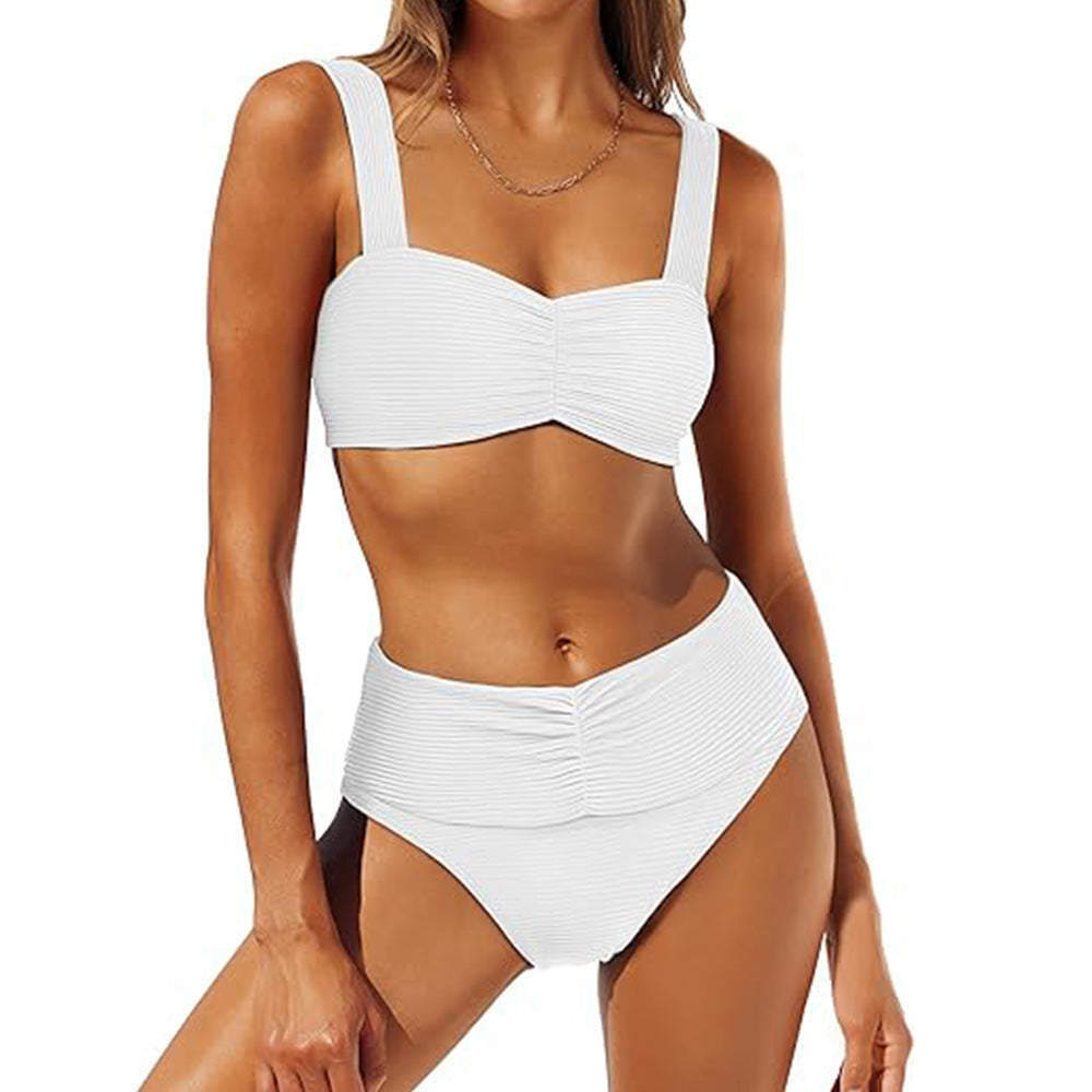 Damen Hochtailliertes Bikini-Set mit modischer Raffung Drune