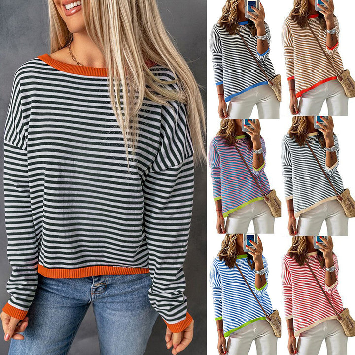 Damen lässiger gestreifter Pullover Drune