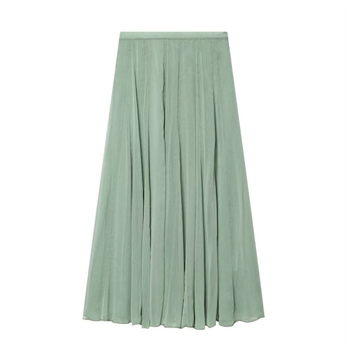 Damen Maxirock aus plissiertem Chiffon mit hohem Bund und fließender A-Linie Drune