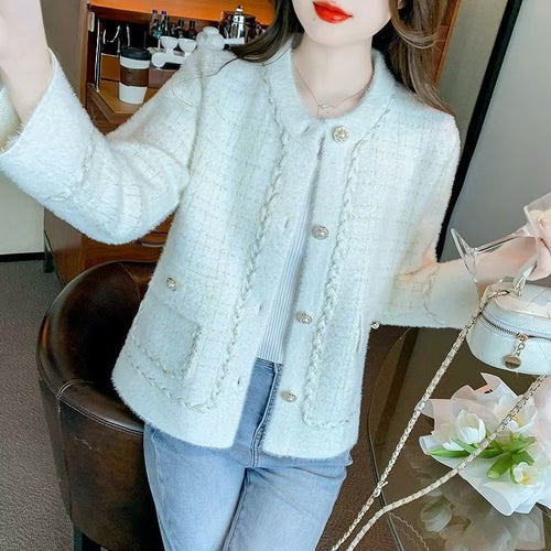Damen elegantes Bouclé-Jäckchen mit feinen Knopfdetails Drune