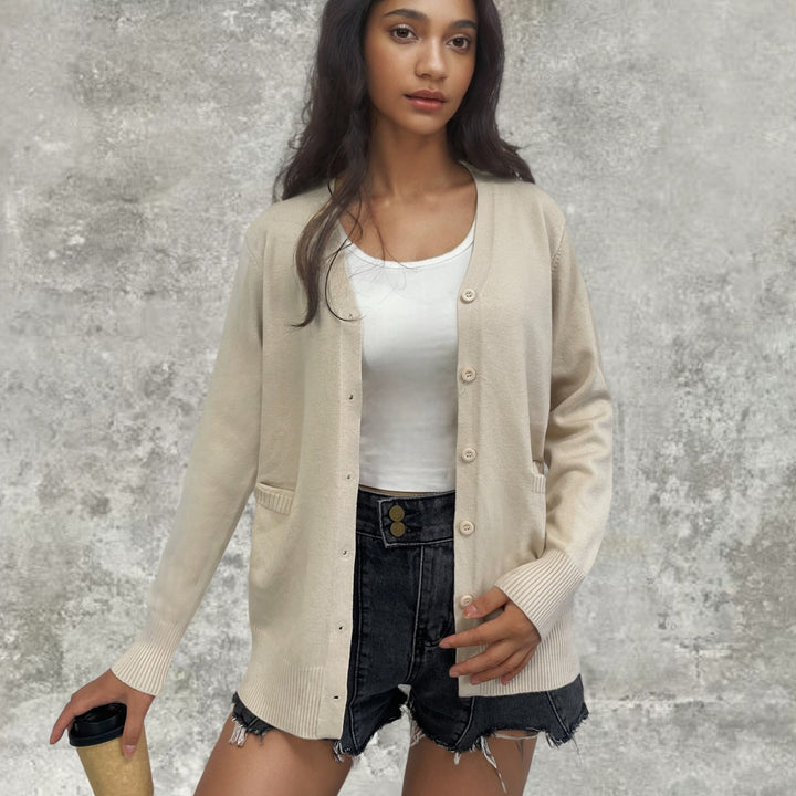 Damen Strickcardigan mit Knopfdetails und tiefen Taschen Drune
