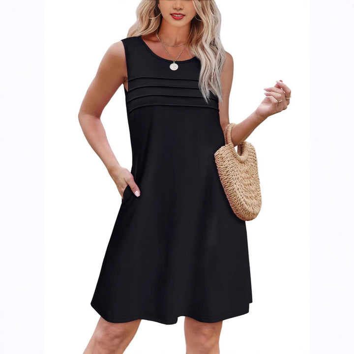 Damen Sommerkleid mit eleganter Faltenstruktur und praktischen Eingrifftaschen Drune
