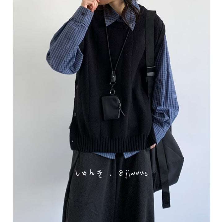 Damen Modische Strickweste mit Knopfdetails Drune