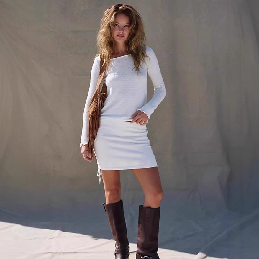 Damen Strickoberteil und Minirock mit Kordelzug Drune