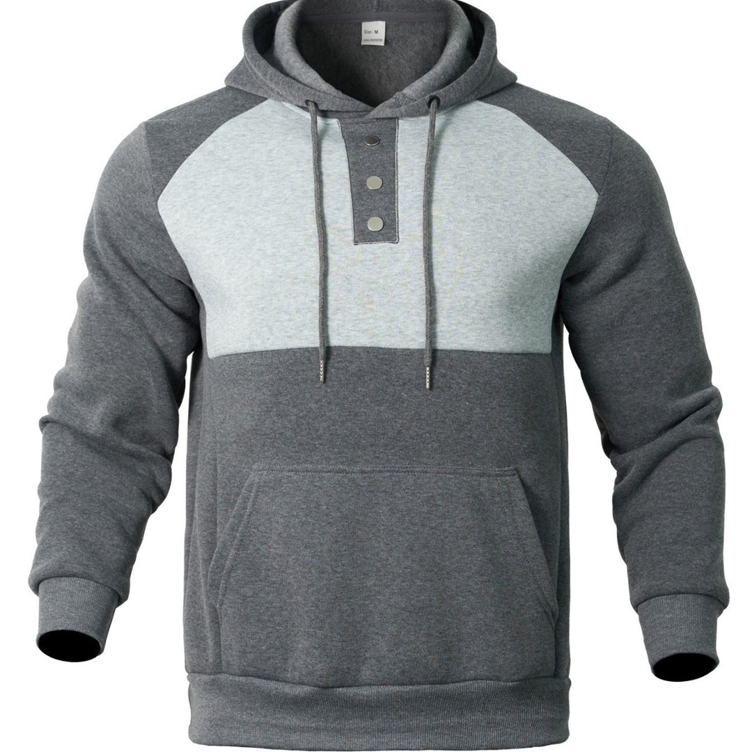 Herren modischer Hoodie mit Knopfleiste und farblich abgesetzten Ärmeln Drune