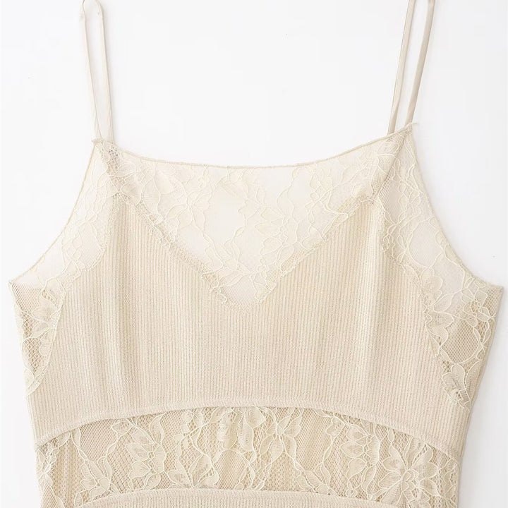 Damen Spitzen-Cami-Top mit zarten Trägern und eleganten Details Drune
