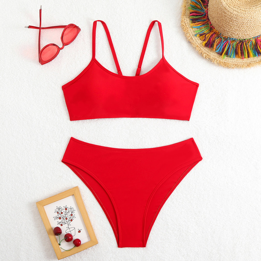 Damen Sportliches Bikini-Set mit verstellbaren Trägern Drune