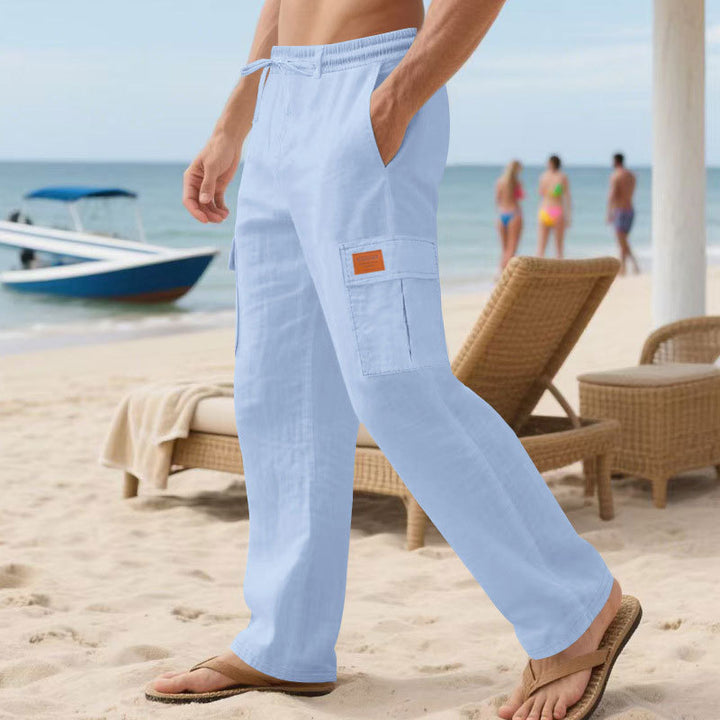 Herren nan maritime Strand-Cargohose im Relaxschnitt mit elastischem Tunnelzugbund Drune