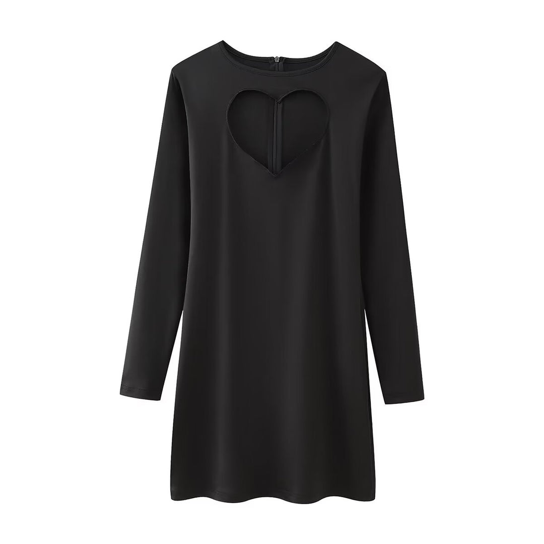 Damen nan schlichtes A-Linien Minikleid mit langen Ärmeln und verdecktem Rückenreißverschluss Drune