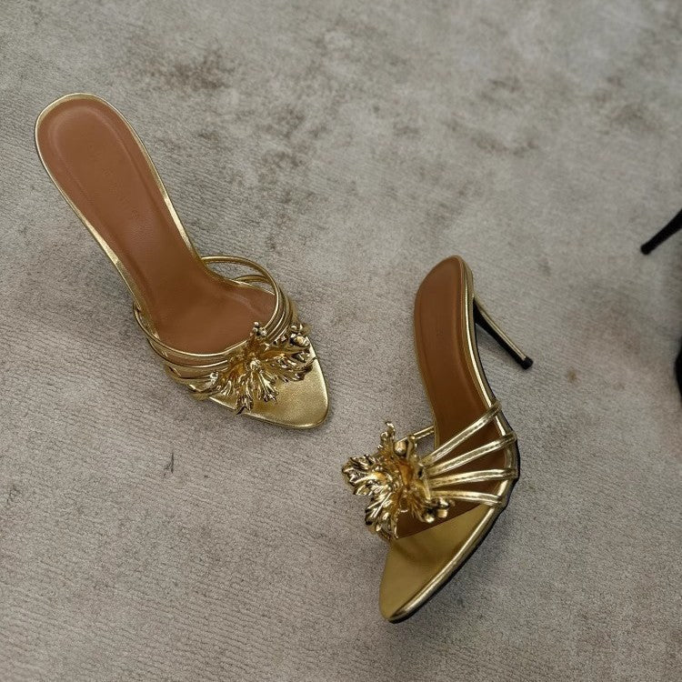 Damen offene High Heel Sandalen mit dekorativem Riemendesign Drune