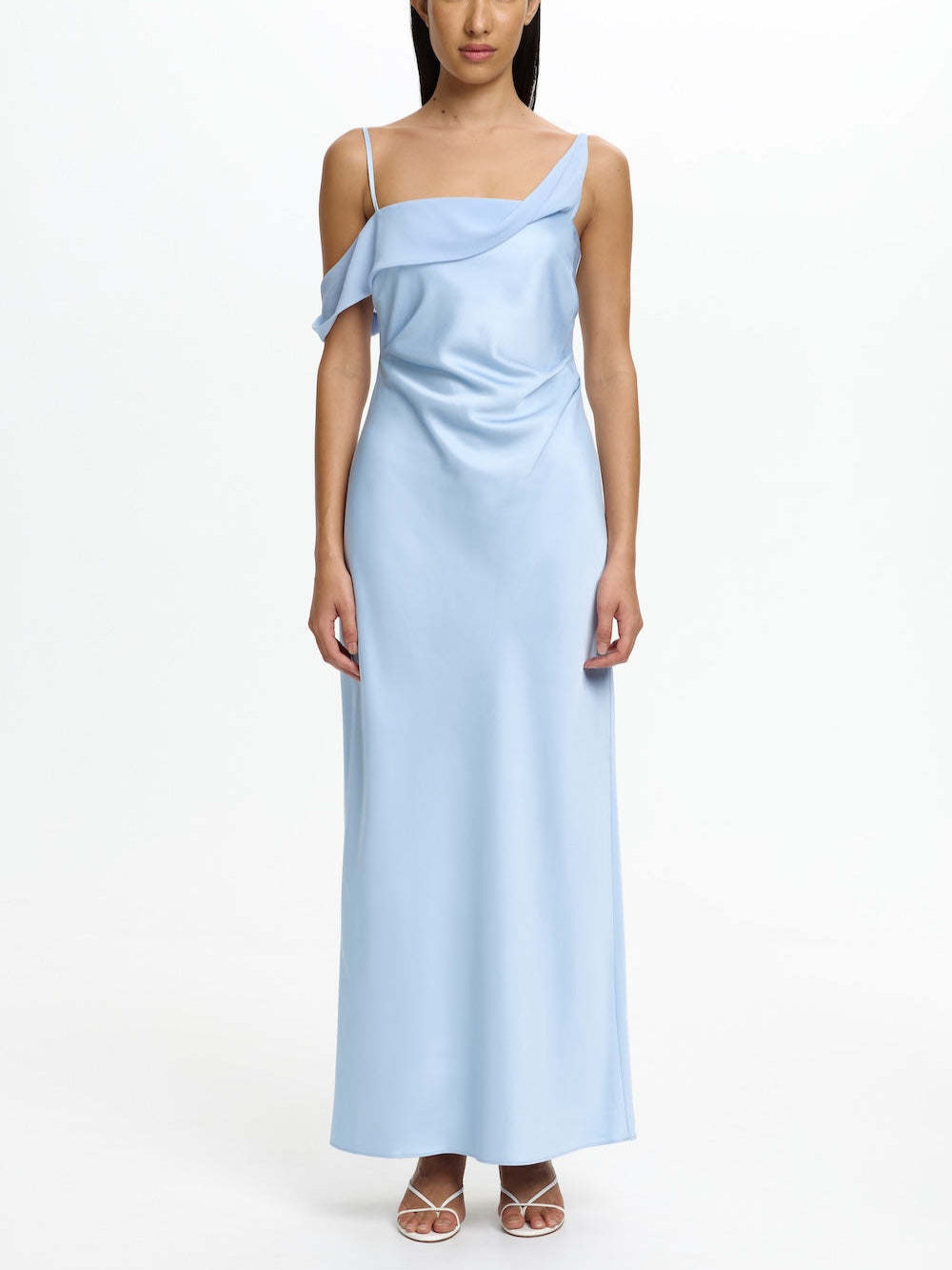 Damen Elegantes Maxikleid mit asymmetrischem Oberteil und fließendem Schnitt Drune