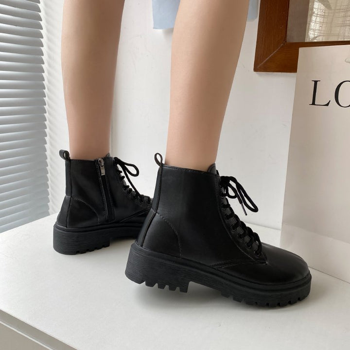 Damen modische Schnürstiefeletten mit robustem Profil Drune