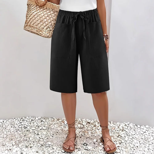 Damen lässige Culotte-Shorts mit elastischem Bund und praktischen Seitentaschen Drune