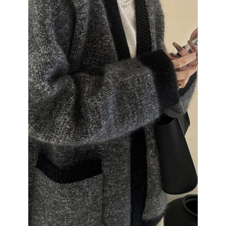 Damen Kuscheliger Cardigan mit tiefem V-Ausschnitt und großzügigen Taschen Drune