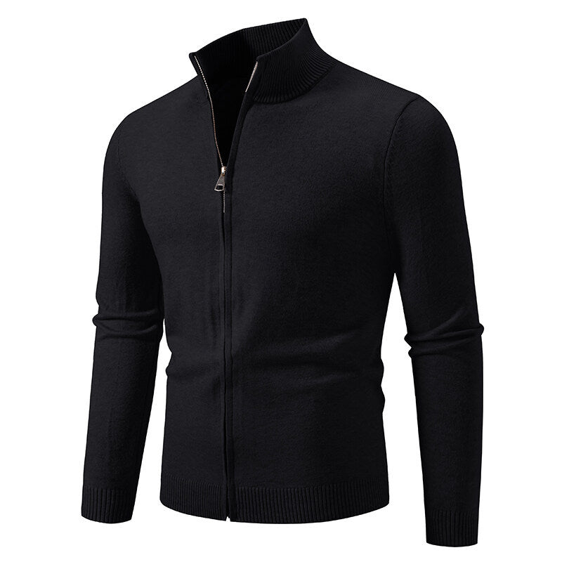 Herren Strickjacke mit modernem Stehkragen und funktionalem Reißverschluss Drune