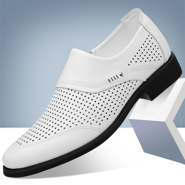 Herren Eleganter Slip-On Business-Halbschuh mit spitzer Zehenkappe und dezenter Perforation Drune