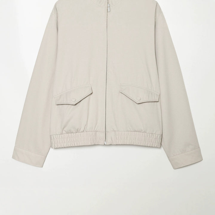 Damen nan kurz geschnittener Windbreaker mit Stehkragen Druckknopfblende und elastischem Saum Drune