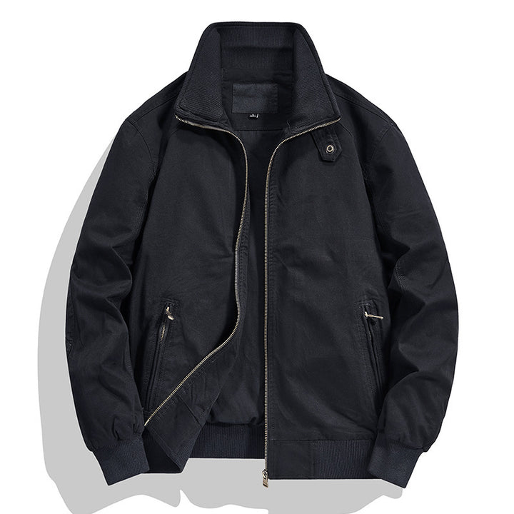 Herren Baumwoll-Canvas-Blouson mit Rippbündchen und Stehkragen Drune
