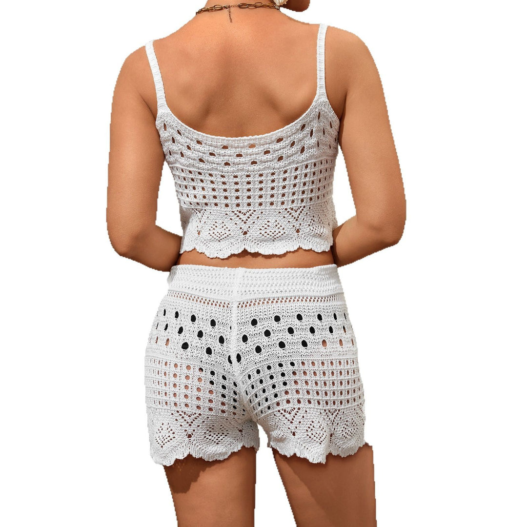 Damen luftiges Häkel-Set mit Top und Shorts Drune