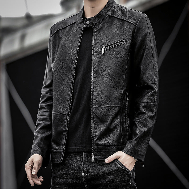 Herren Elegante Kunstlederjacke Drune