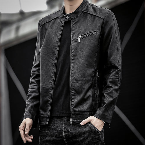 Herren Elegante Kunstlederjacke Drune