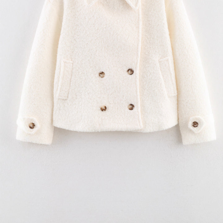 Damen nan kastige Bouclé-Jacke mit kurzem Schnitt, doppelreihiger Knopfleiste und Manschettenriegel Drune