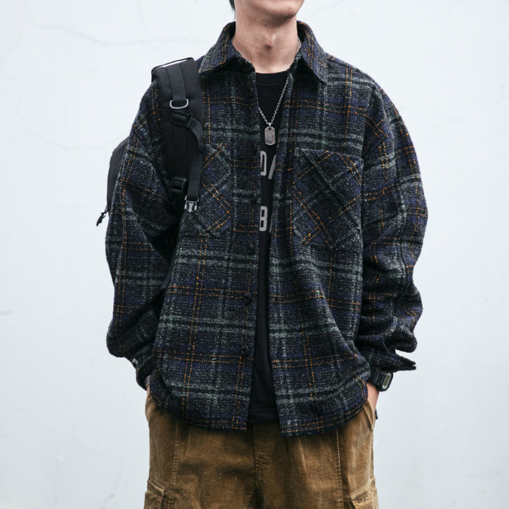 Herren Baumwoll-Flanellhemd mit praktischen Brusttaschen und modernem Karomuster Drune