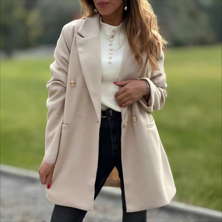 Damen eleganter Oversized Blazer mit doppelter Knopfleiste Drune