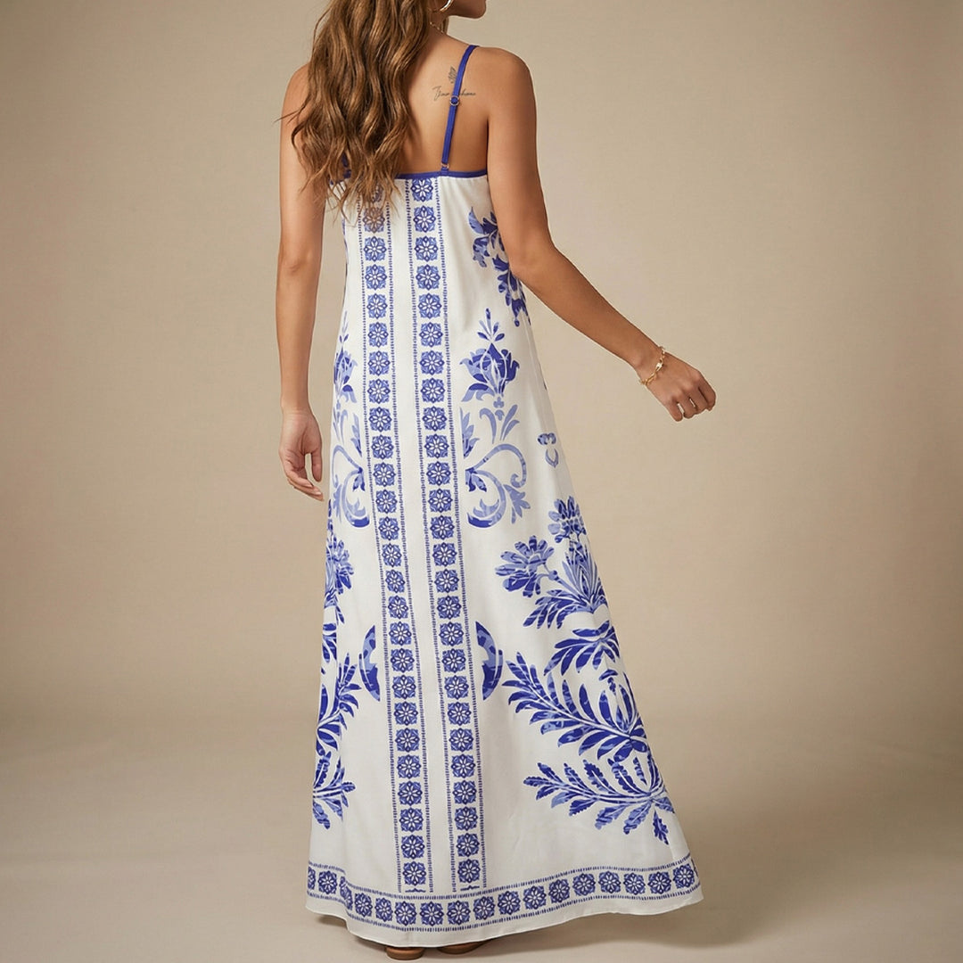 Damen Sommerkleid mit floralen Mustern und leichter luftiger Passform Drune