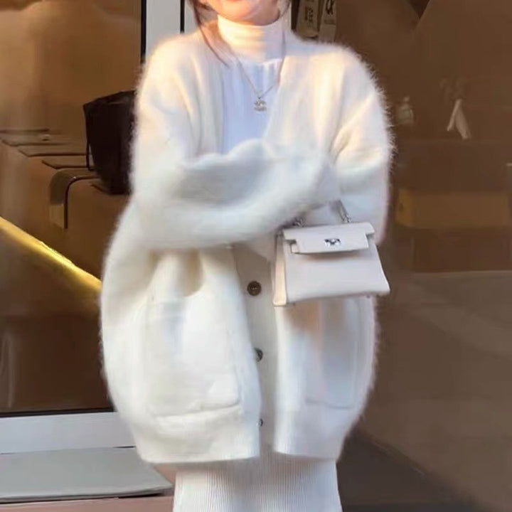 Damen weiche Strickjacke mit Knöpfen Drune