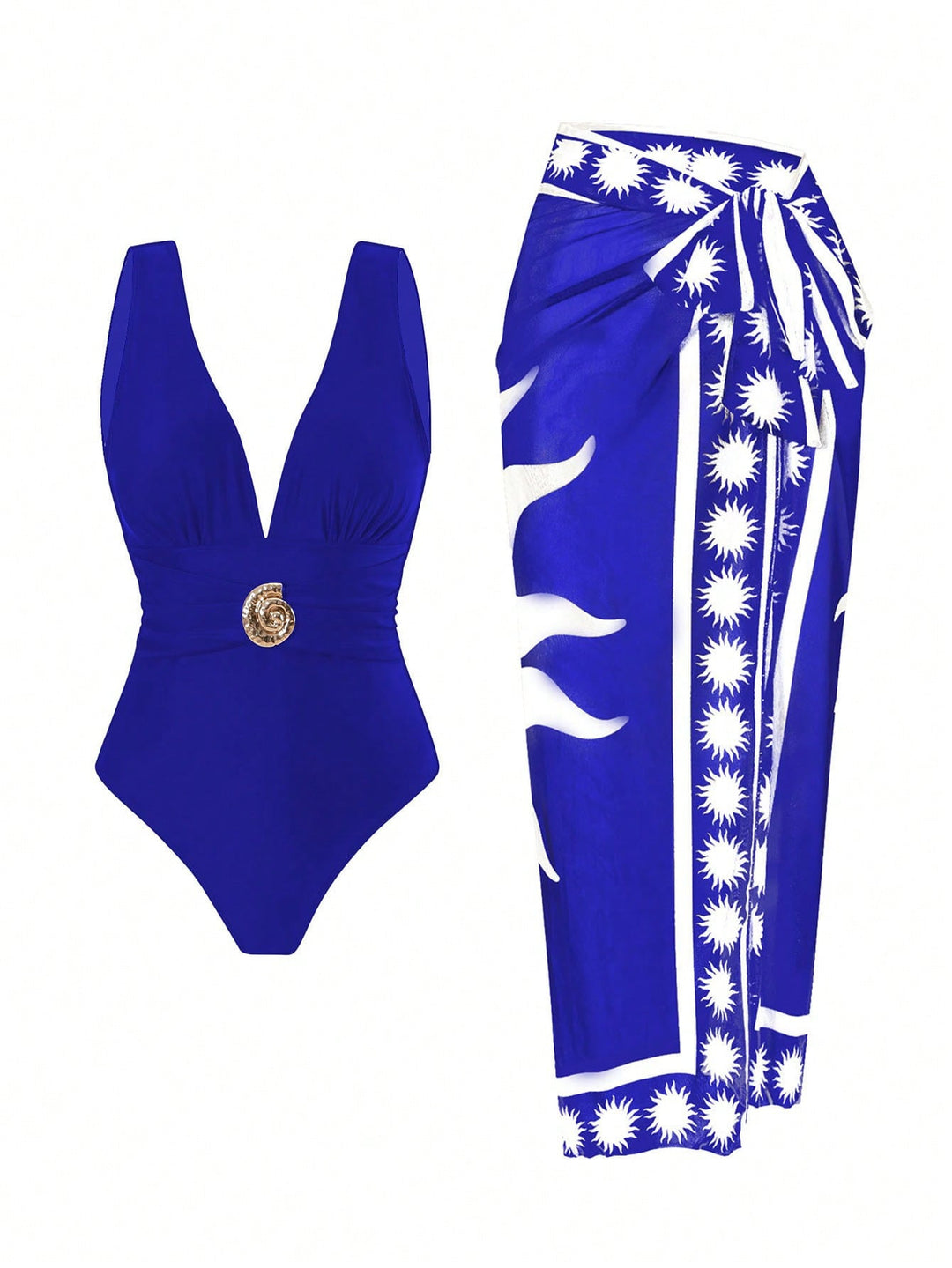 Damen Badeanzug mit femininem Wickelrock und elegantem Schmuckdetail Drune