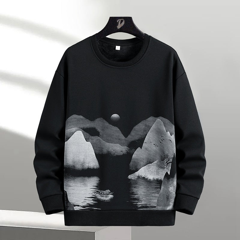Unisex Oversize‑Sweatshirt mit Pinsel‑Print & geripptem Saum Drune
